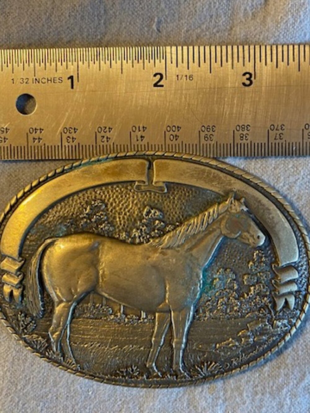 Vintage Tony Lama Collection Brass Belt Buckle Quarter Horse - 3" long, 2" high